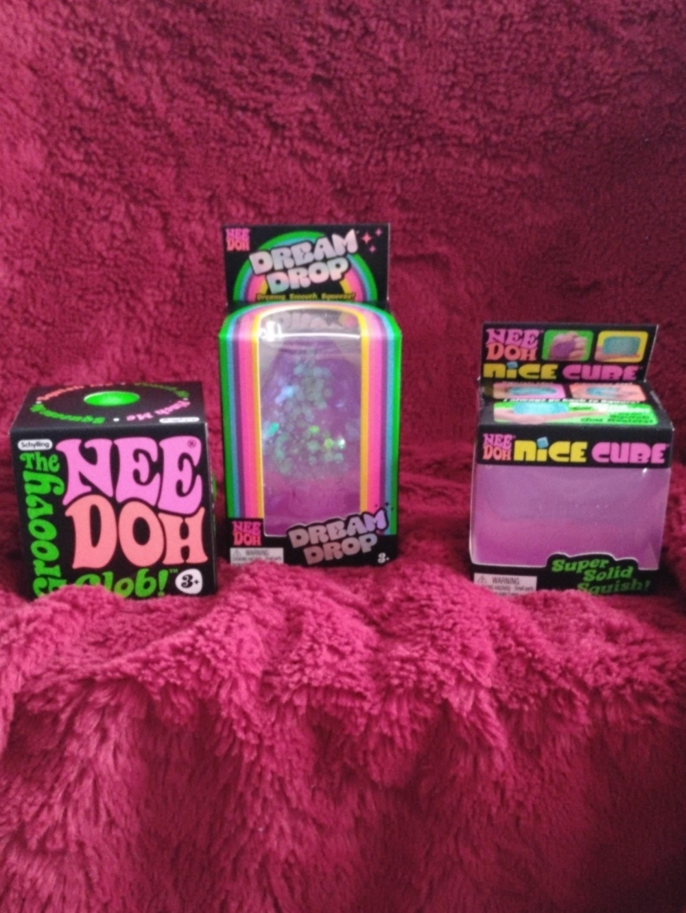 Needoh The Groovy Glob, Dream Drop and Nice Cube Stress Reliever Set